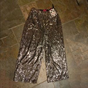 Silver sequin wide leg pants